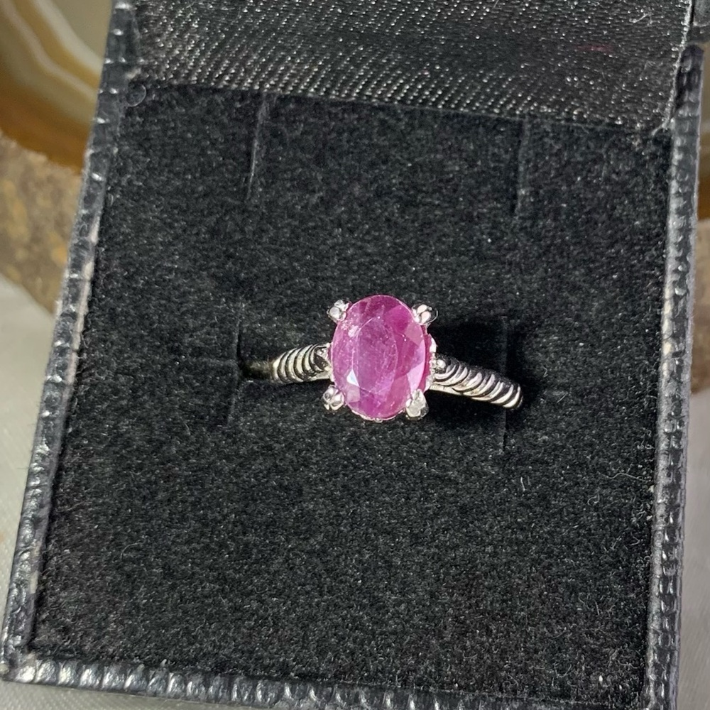 Sterling Silver Ruby Ring Size 6 - image 1